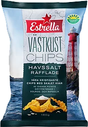 Västkustchips Havssalt Räfflade 180g Estrella