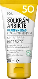 Solkräm Ansikte SPF 50 Oparfymerad 50ml ICA Hjärtat