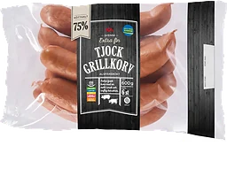 Grillkorv Tjock Extra fin 75% Kötthalt 600g ICA