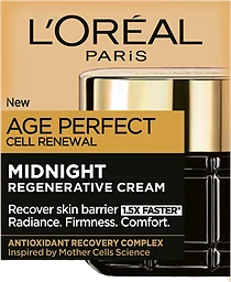 Nattkräm Age Perfect Cell Renewal Midnight Regenerative Cream 50ml Loreal Paris