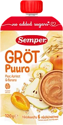 Gröt med päron, aprikos & banan 6m 120g Semper