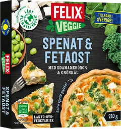 Färdigmat Paj Veggie Spenat & fetaost Fryst 210g Felix