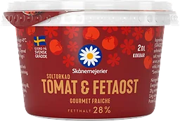 Crème fraiche Gourmet Soltorkad Tomat & fetaost 28% 2dl Skånemejerier