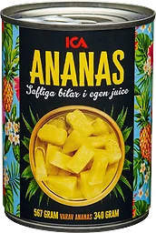 Ananasbitar i juice 340g ICA