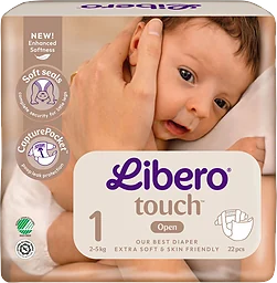 Blöjor Touch Storlek 1 2-5kg Miljömärkt 22-p Libero