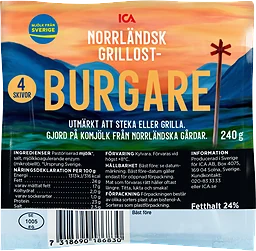 Grillostburgare Norrländsk 24% 4-p 240g ICA