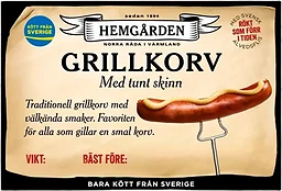 Grillkorv Tunt Skinn 700g Hemgården