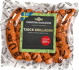 Grillkorv Tjock 80% Kötthalt 560g Härryda Karlsson