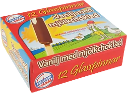Glasspinne Vanilj med mjölkchoklad 40g 12-p Engelholms Glass