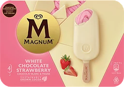Glass Magnum white chocolate strawberry 4-p Magnum