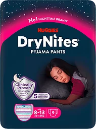 Nattbyxblöja Flicka 8-13 år 30-48kg 9-p DryNites