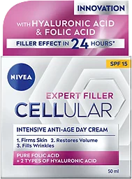 Dagkräm Hyaluron Cellular Filler Firming Day Creme SPF15 50ml Miljömärkt NIVEA
