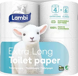 Toalettpapper Extra long 4-p Lambi