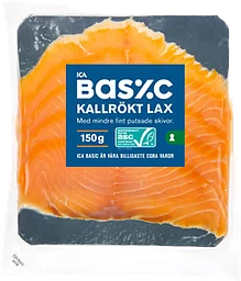Lax Färsk Kallrökt Skivad 150g Miljömärkt ICA Basic