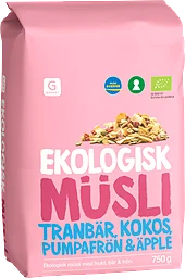 Müsli Tranbär Kokos Pumpafrö Äpple