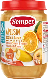 Apelsin äpple & banan Från 8m 190g Semper