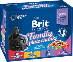 Kattmat Multipack bitar i sås 12st 1200 Gram Brit Premium
