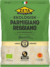 Parmigiano Reggiano riven 16 mån Ekologisk 50g Zeta