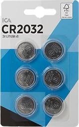 Knappcellsbatteri CR2032 6-p ICA