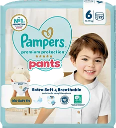 Byxblöjor Premium Protection Pants Strl 6 13-19kg 27p Pampers