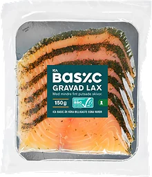 Lax Gravad Skivad Upptinad 150g ICA Basic