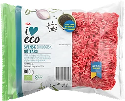 Nötfärs Färsk 15% 800g KRAV ICA I love eco