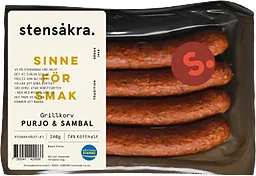 Grillkorv Purjo Sambal 74% Kötthalt 240g Stensåkra