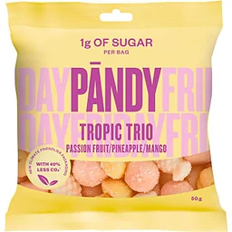 Godispåse Tropic Trio Ananas, Passionsfrukt och mango 50g Pändy