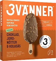 Glass Choklad Nötter & Kolasås 3-p Vegansk Glutenfri 240g Tre Vänners Glass