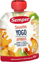 Smoothie yoghurt Banan & aprikos Från 6m 90g Semper