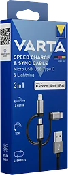 Snabbladdare+kabel 3in1 A-C