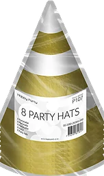 Partyhattar Vit & Guld 8-pack