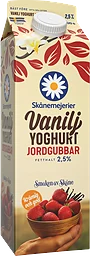 Vaniljyoghurt Jordgubb 2,5% 1000g Skånemejerier