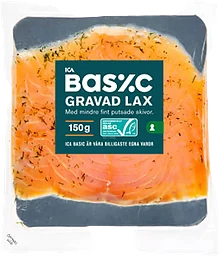 Lax Färsk Gravad Skivad 150g Miljömärkt ICA Basic