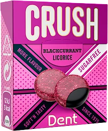 Tabletter Crush Blackcurrant/Licorice 25g Dent