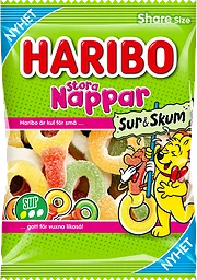 Stora Nappar Sur & Skum 150g Haribo