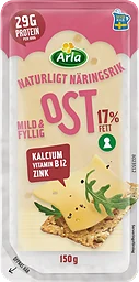 Ost Mild & Fyllig 17% skivad 150g Arla