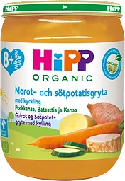 Morot & sötpotatisgryta med kyckling Från 8m Ekologisk 190g Hipp