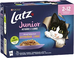 Kattmat Junior Mixed Selection i géle 12-p 1020g Latz