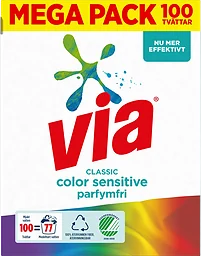 Tvättmedel Classic Color Sensitive Parfymfri 4,4kg Via