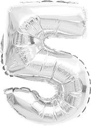 Folieballong Nr 5 Silver 35cm Happy Party