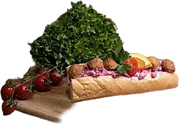 Baguette med köttbullar och rödbetssallad Citys