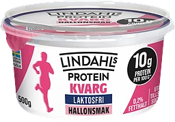 Kvarg Hallonsmak Laktosfri 0,2% 500g Lindahls