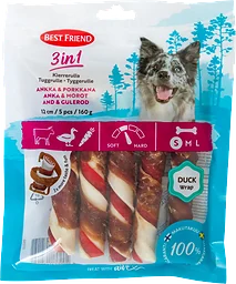 Hundtugg 3in1 Tuggben Anka&Morot 5st 160g Best friend