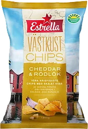 Västkustchips Cheddar & rödlök 180g Estrella