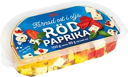 Tärnad ost i olja Paprika 100g ICA