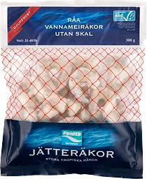 Vannameiräkor Råa Utan Skal Asc 31/40 Frysta 300g Feldt's