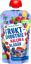 Fruktsmoothie hallon & blåbär 6m 120 g ICA I love eco