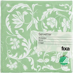 Servett 33cm Grön Blomster