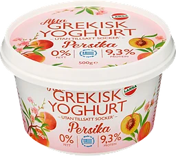 Äkta Grekisk Yoghurt Persika 0% 500g Larsa Foods